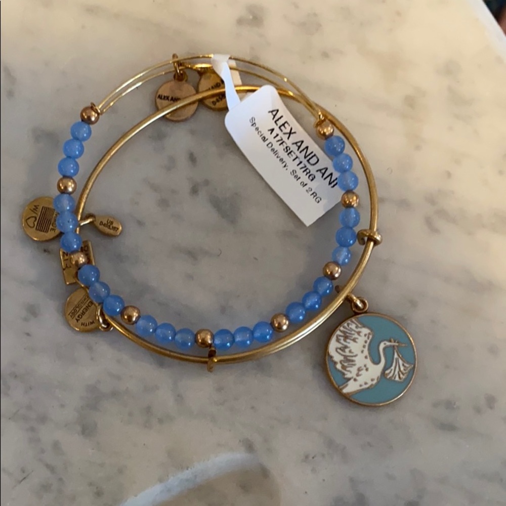Alex and Ani special delivery Blue stork bracelet